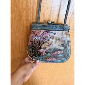 Jane Yoo Genuine Leather Hand Painted Handbag Purse Made in Korea Painted USA